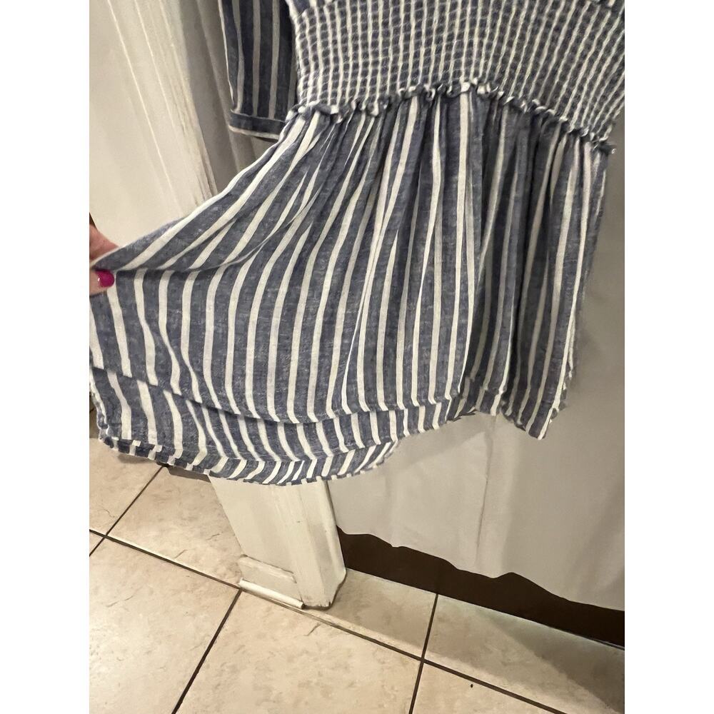 Rails Blue & White Striped Linen Blend Jasmine Mini Dress - Size XS - Picture 4 of 6